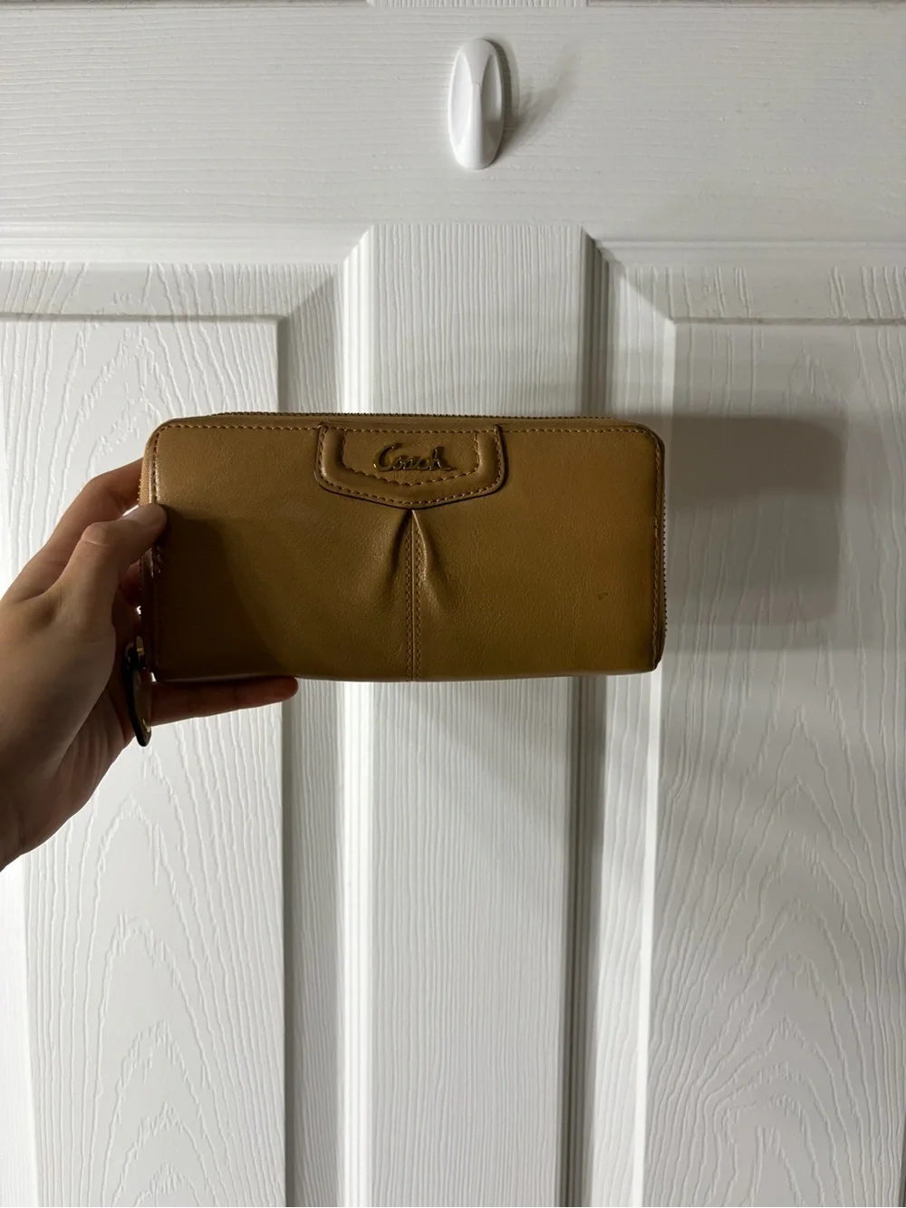 Coach Zip Around Wallet in Tan Brown